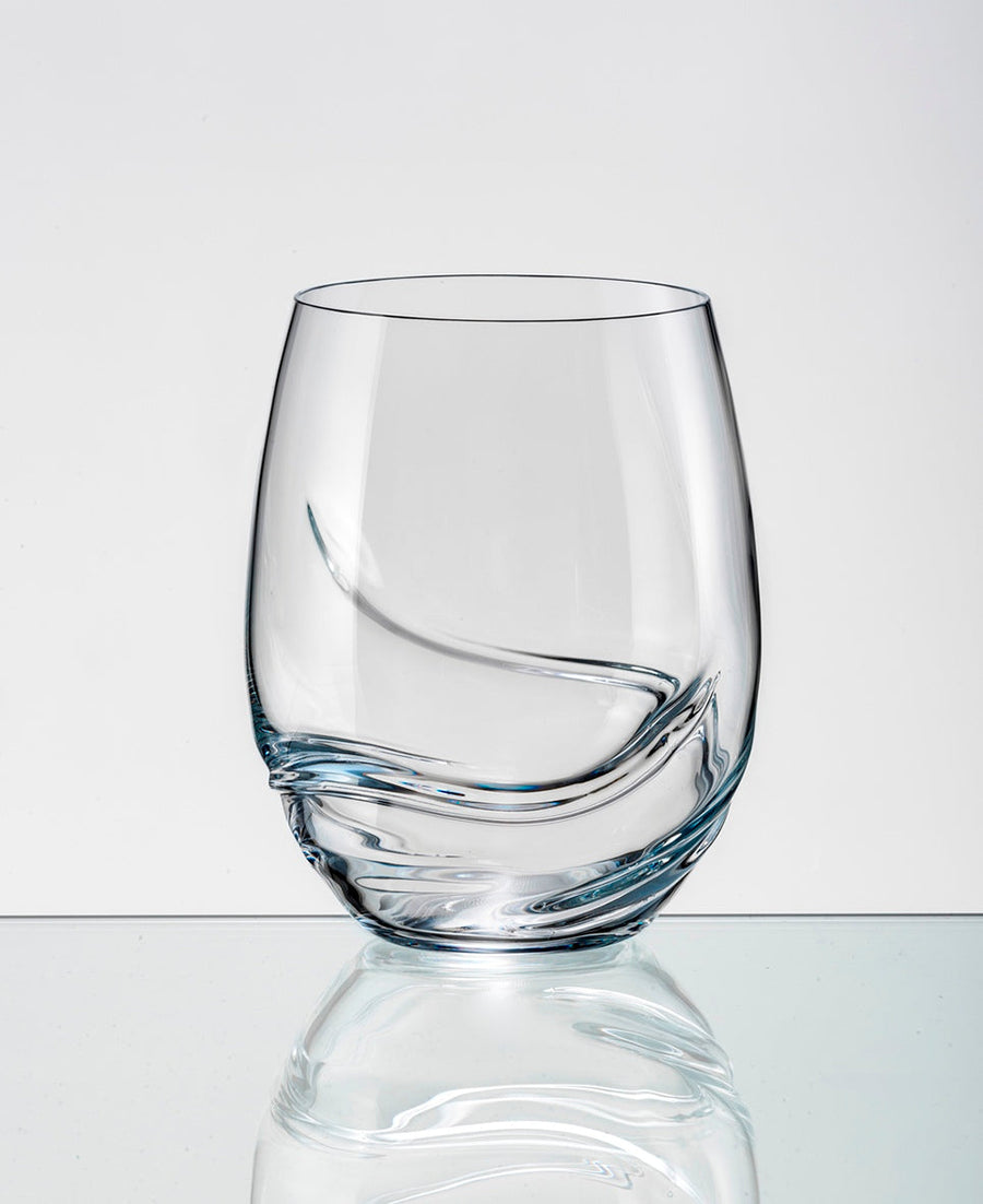 Juego 6 vasos cristal Bohemia Elements 300ml. formas talladas líneas lunares