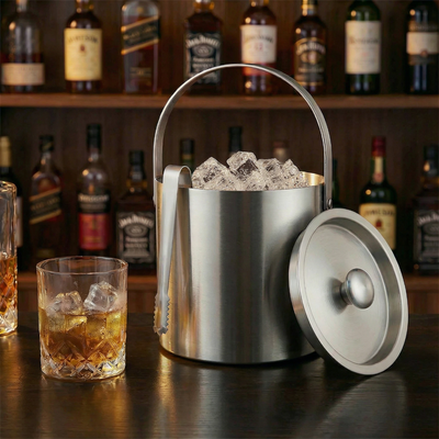 HIELERA ACERO INOX MATE TERMICA CON TAPA Y PINZAS, 3000 ML