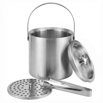 HIELERA ACERO INOX MATE TERMICA CON TAPA Y PINZAS, 3000 ML