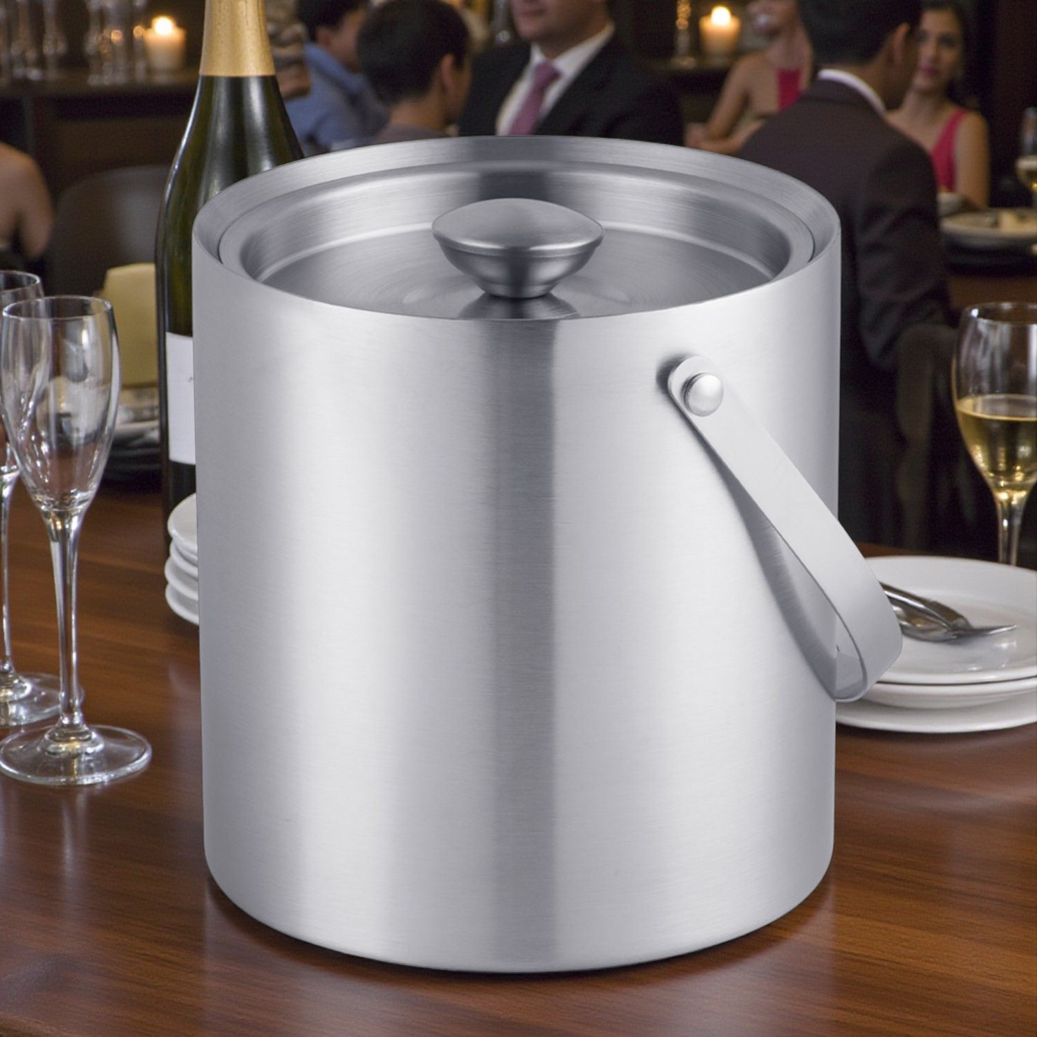 HIELERA ACERO INOX MATE TERMICA CON TAPA Y PINZAS, 3000 ML