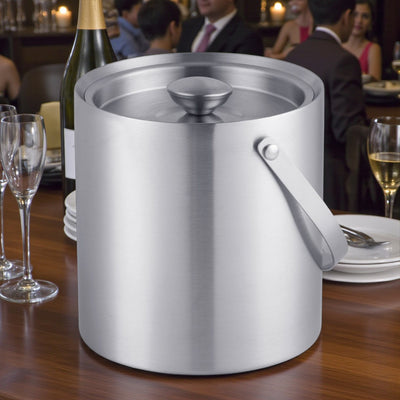 HIELERA ACERO INOX MATE TERMICA CON TAPA Y PINZAS, 3000 ML