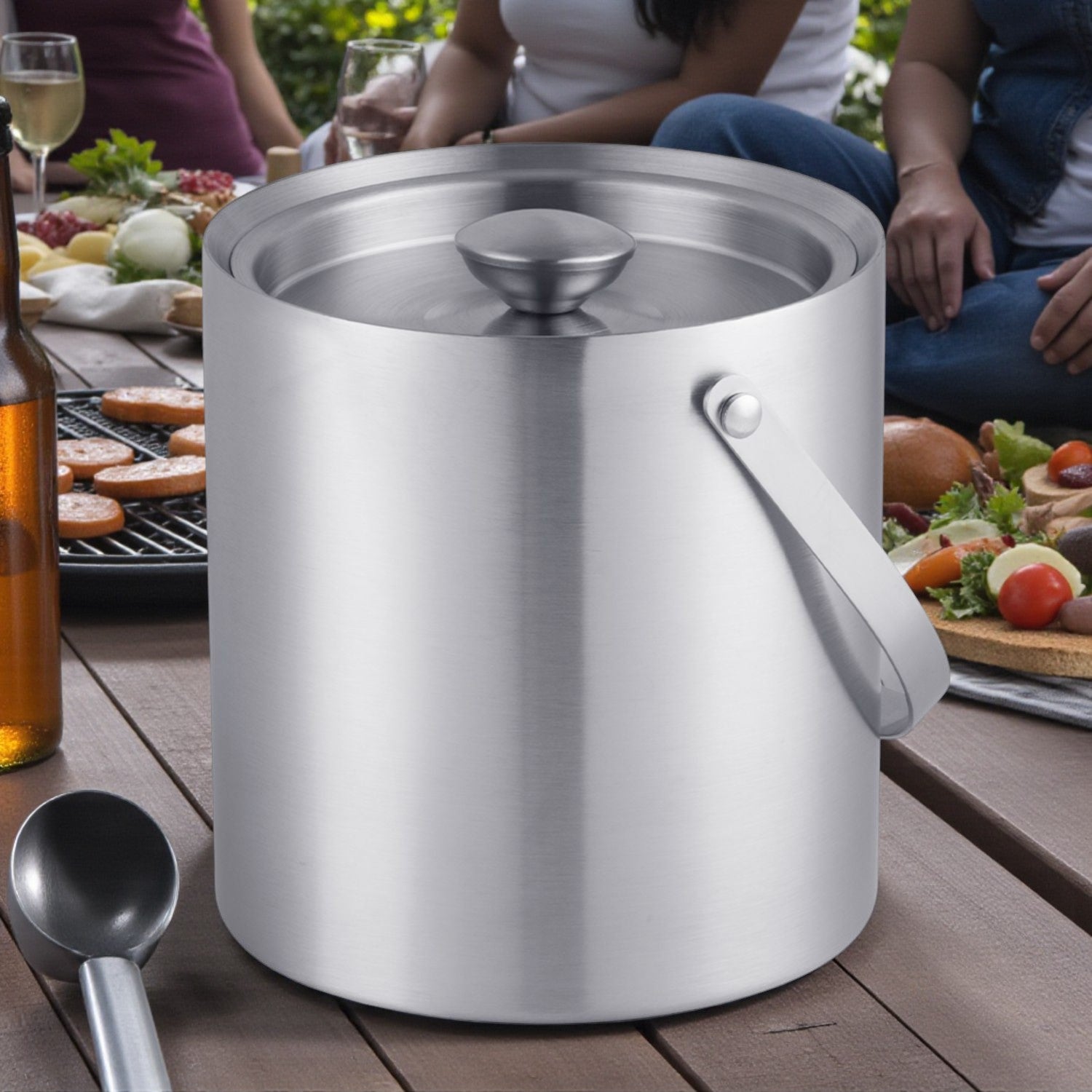 HIELERA ACERO INOX MATE TERMICA CON TAPA Y PINZAS, 3000 ML