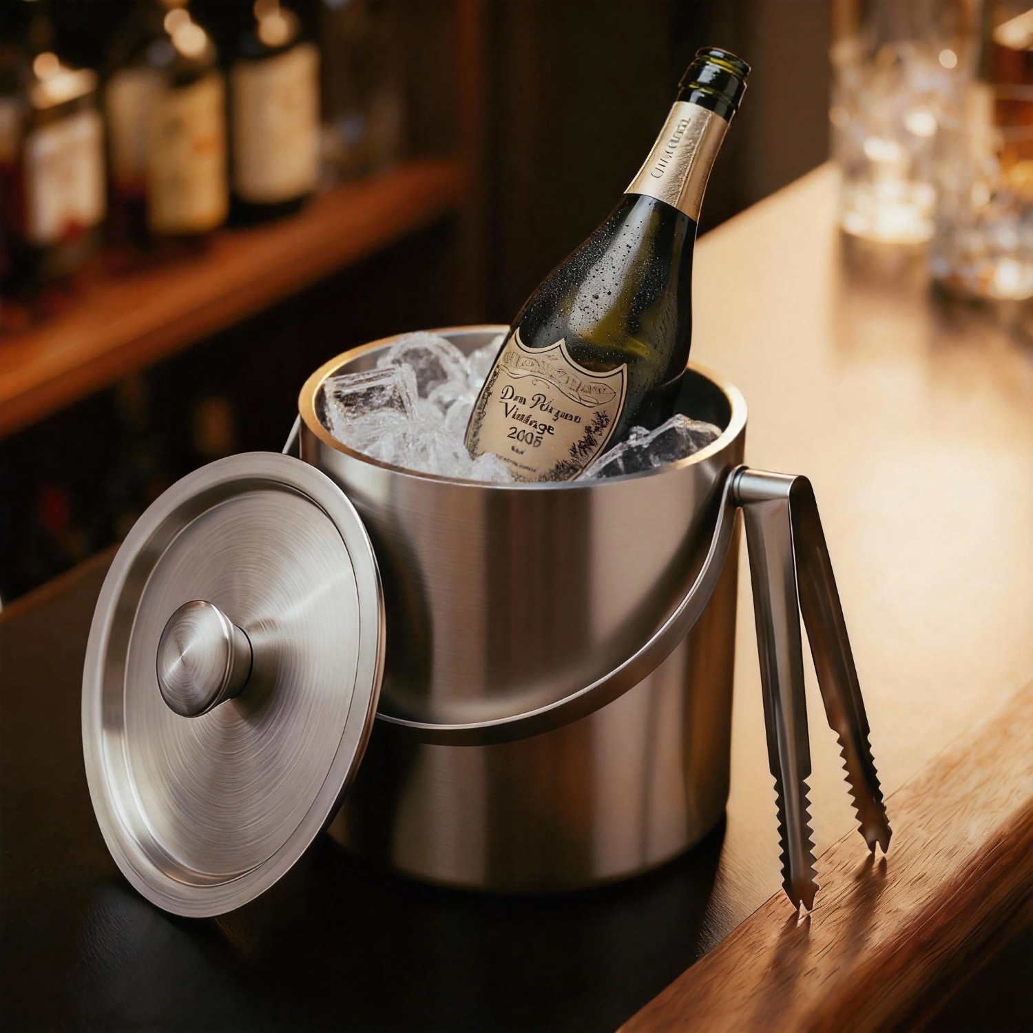 HIELERA ACERO INOX MATE TERMICA CON TAPA Y PINZAS, 2500 ML