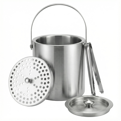 HIELERA ACERO INOX MATE TERMICA CON TAPA Y PINZAS, 2500 ML