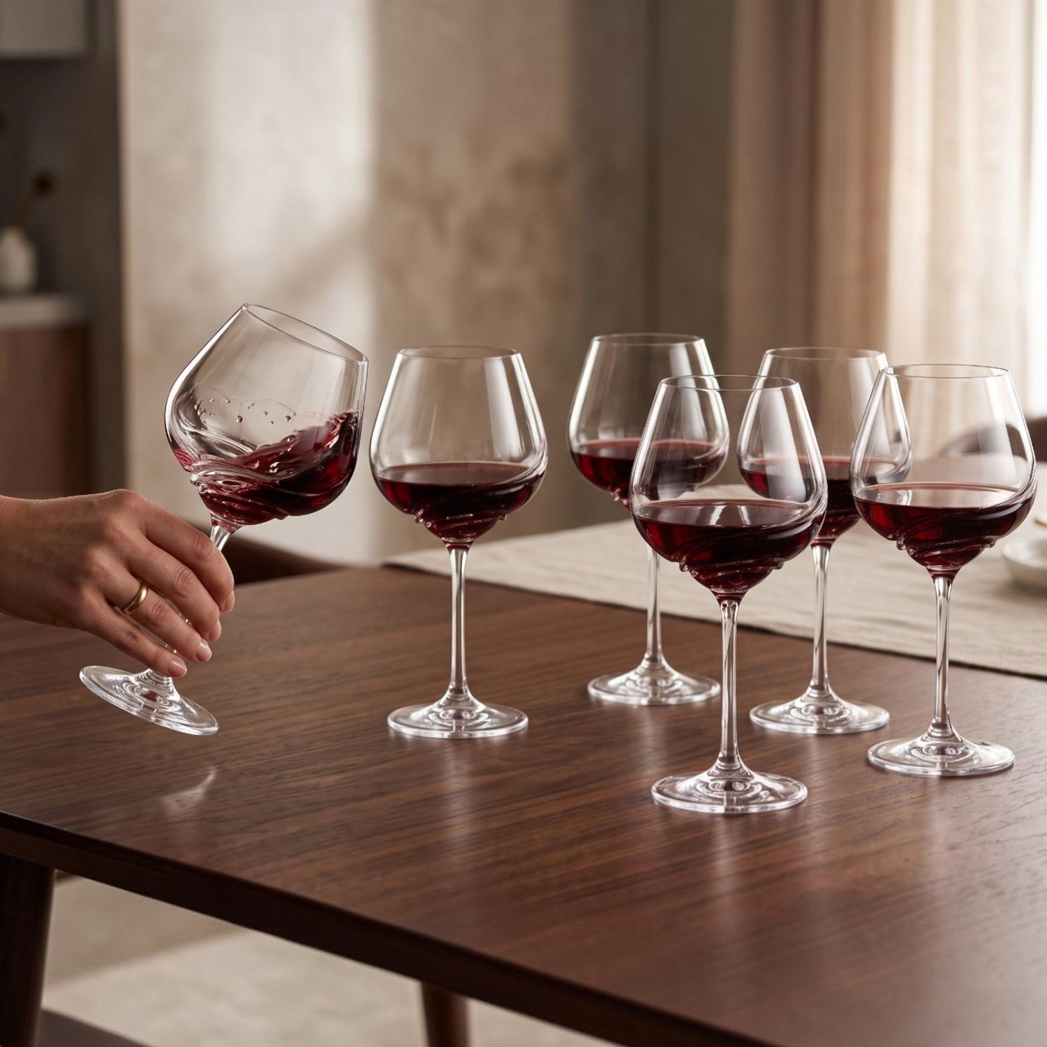 SET 6 COPAS VINO BALON TURBULENCE BOHEMIA, 570 ML