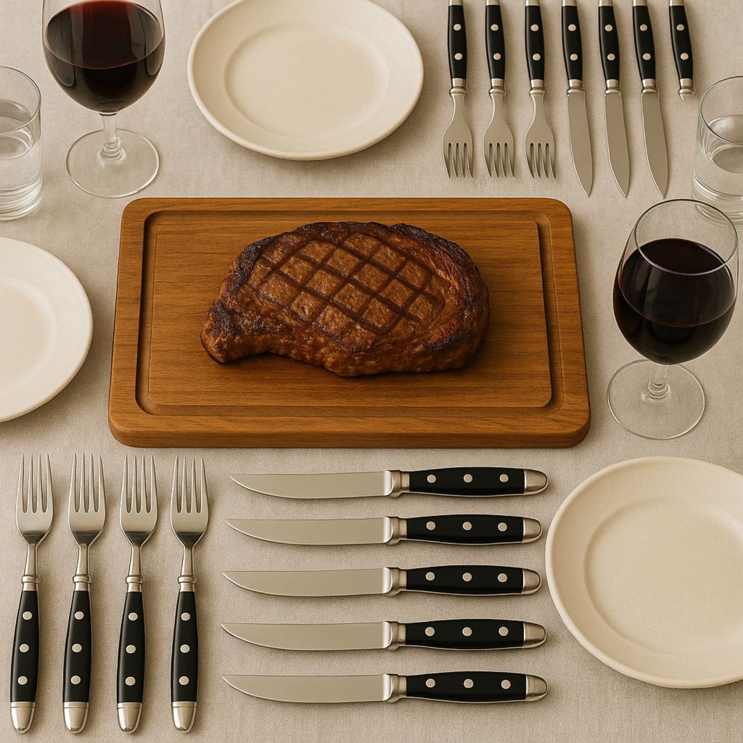 JUEGO CUCHILLERIA CARNE FORJEN VIVEUR, 6 PERSONAS, 12 PZ