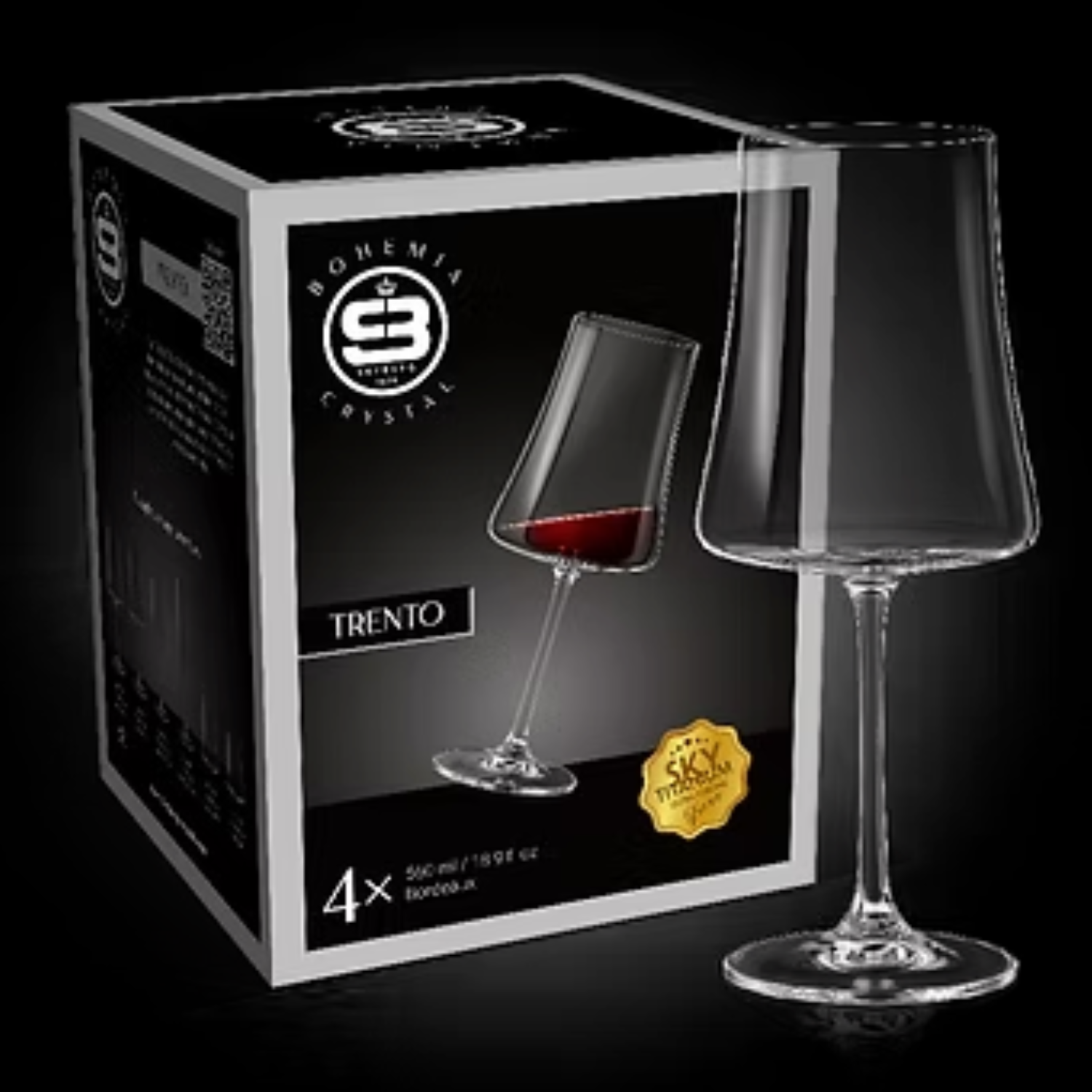 SET 8 COPONES VINO TINTO TRENTO BOHEMIA, 560 ML