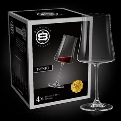SET 8 COPONES VINO TINTO TRENTO BOHEMIA, 560 ML