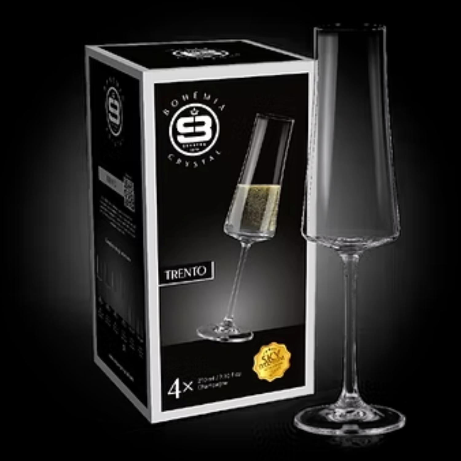 SET 8 COPAS CHAMPAGNE TRENTO BOHEMIA, 210 ML