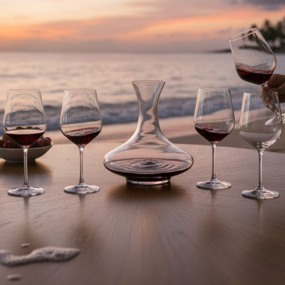 JUEGO 4 COPONES SIENA Y DECANTADOR BOHEMIA, 5 PZ