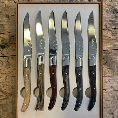 SET 6 CUCHILLOS CARNE MIX COLORES LOUIS LOU LAGUIOLE