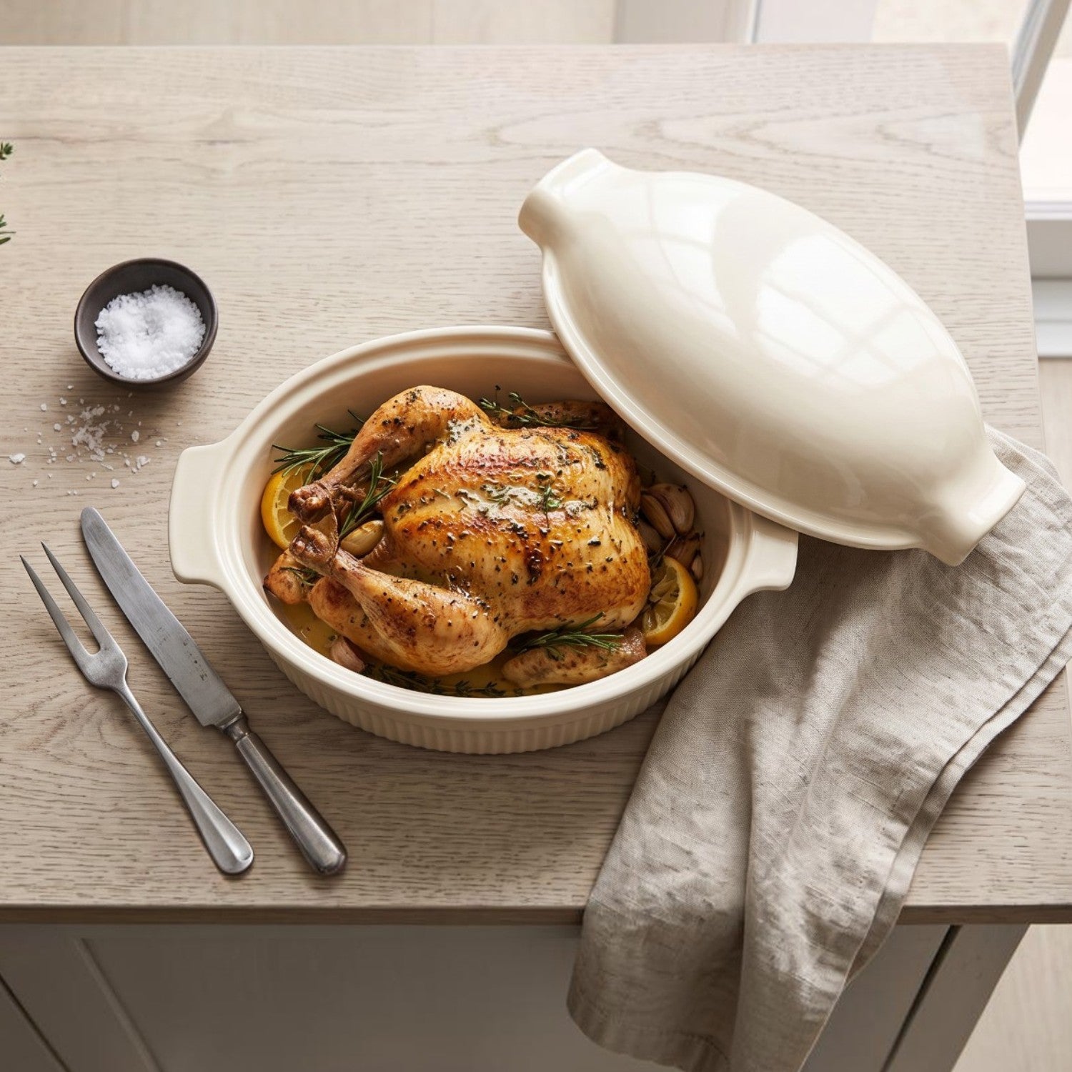 🚢 FUENTE DE HORNO CON TAPA ROASTER GERMER, 16.5 x 23 x 34.7 CMS