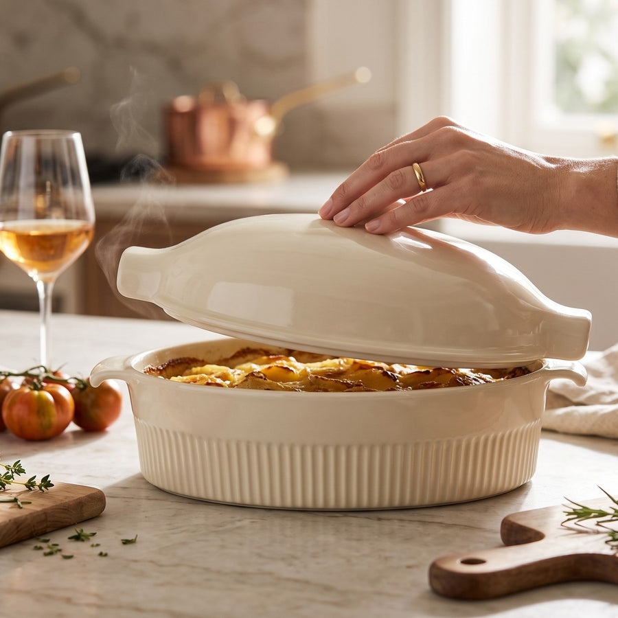 🚢 FUENTE DE HORNO CON TAPA ROASTER GERMER, 16.5 x 23 x 34.7 CMS
