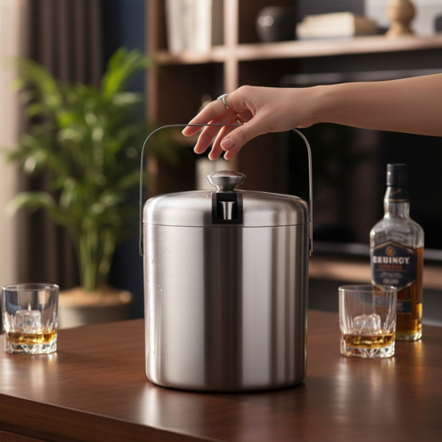 HIELERA ACERO INOX BRILLANTE TERMICA CON TAPA Y PINZAS, 3000 ML