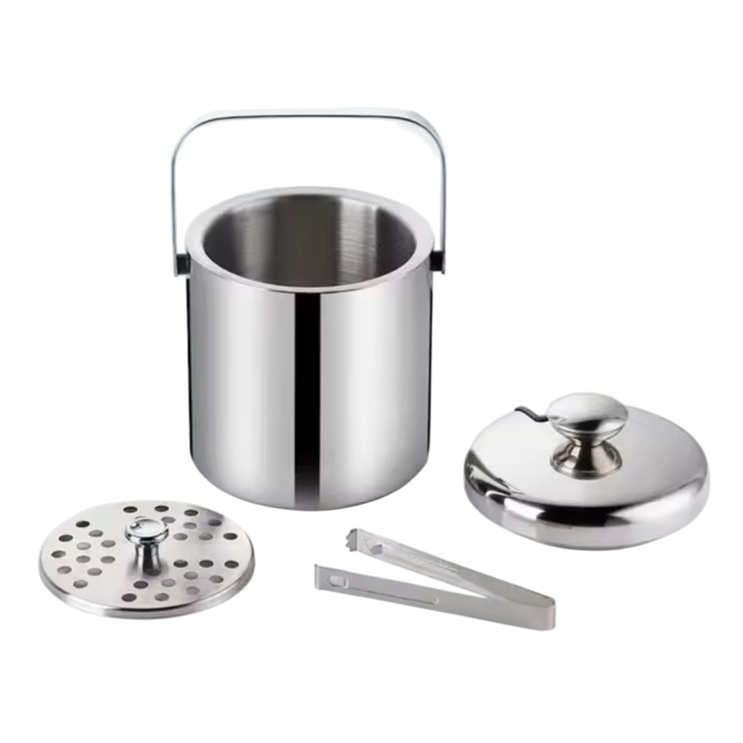 HIELERA ACERO INOX TERMICA CON TAPA Y PINZAS, 1300 ML