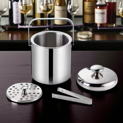 HIELERA ACERO INOX TERMICA CON TAPA Y PINZAS, 1300 ML