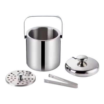 HIELERA ACERO INOX TERMICA CON TAPA Y PINZAS, 1300 ML
