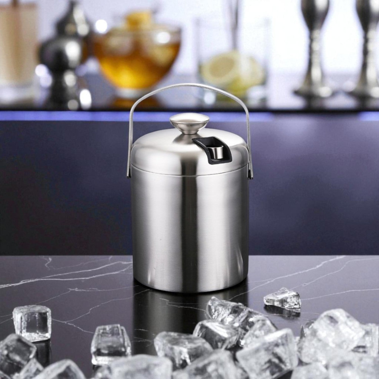 HIELERA ACERO INOX TERMICA CON TAPA Y PINZAS, 1300 ML