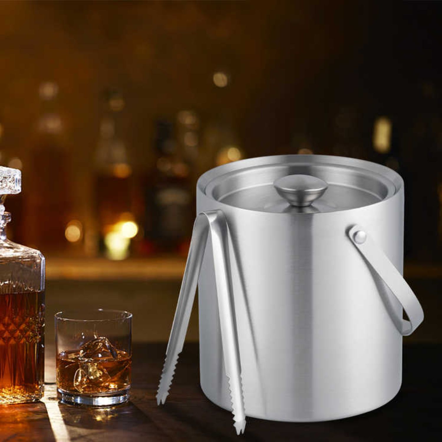 HIELERA ACERO INOX MATE TERMICA CON TAPA Y PINZAS, 2500 ML