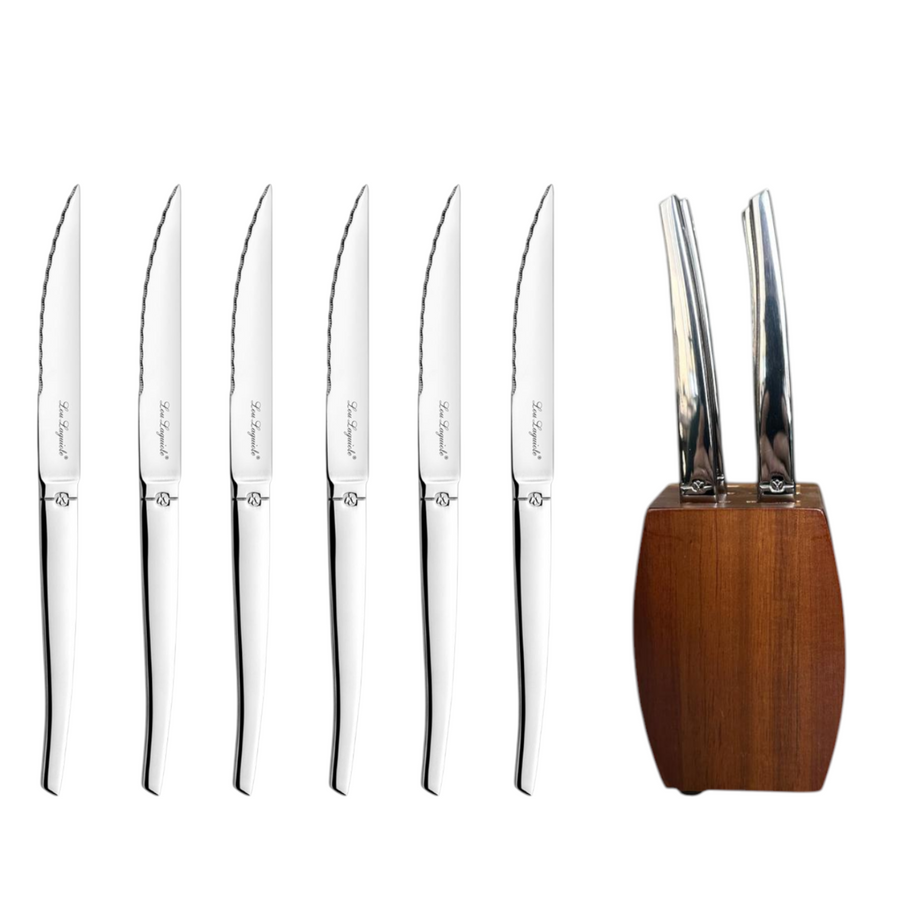 SET 6 CUCHILLOS CARNE JET LOU LAGUIOLE BLOC MADERA