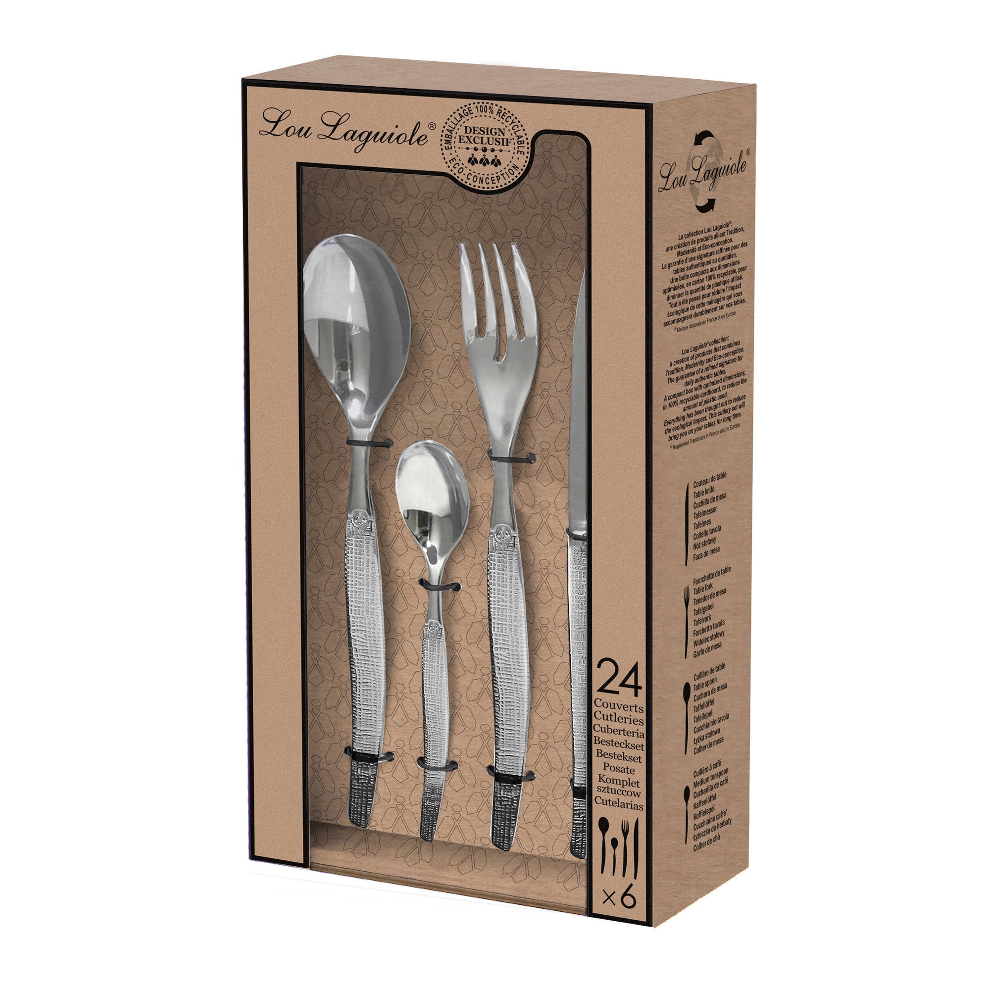 Pack JUEGO CUCHILLERIA JET TEXTIL Y PALETA TORTA, LOU LAGUIOLE