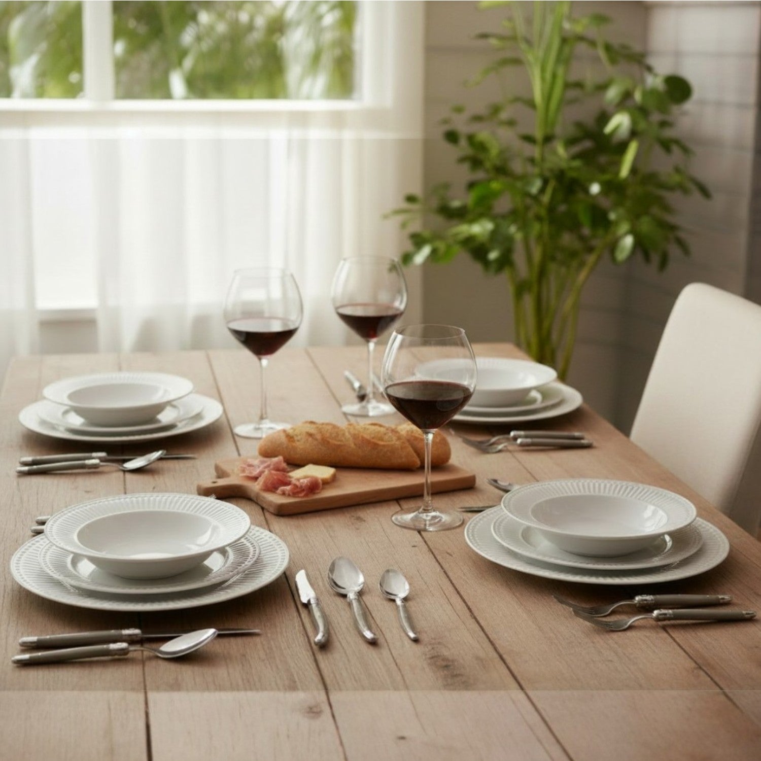 PACK MESA PUESTA ROMA TAUPE SOPHIA, 6 PERSONAS, 66 PZ