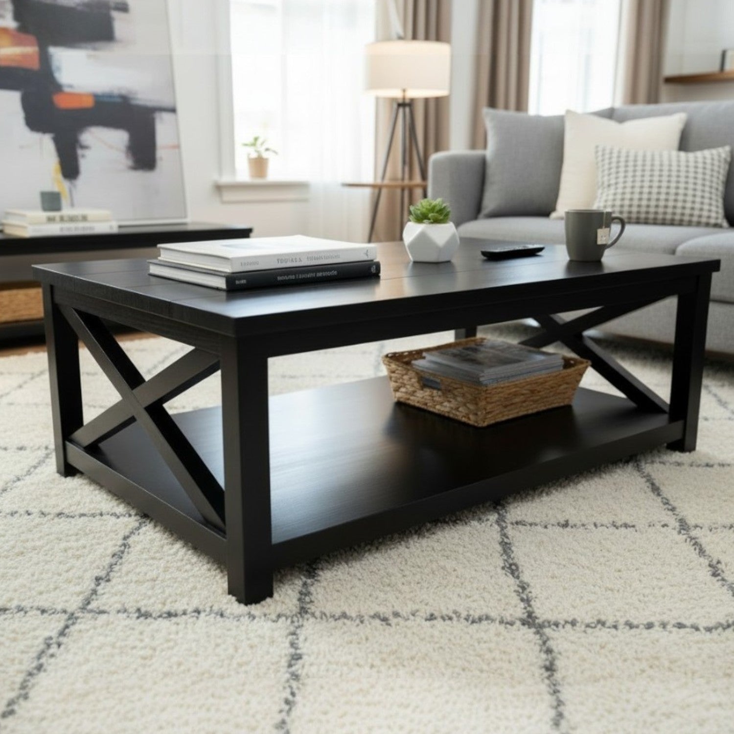 MESA CENTRO RECTANGULAR NEGRO MADERA, 120x80