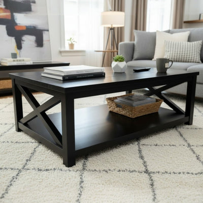 MESA CENTRO RECTANGULAR NEGRO MADERA, 120x80