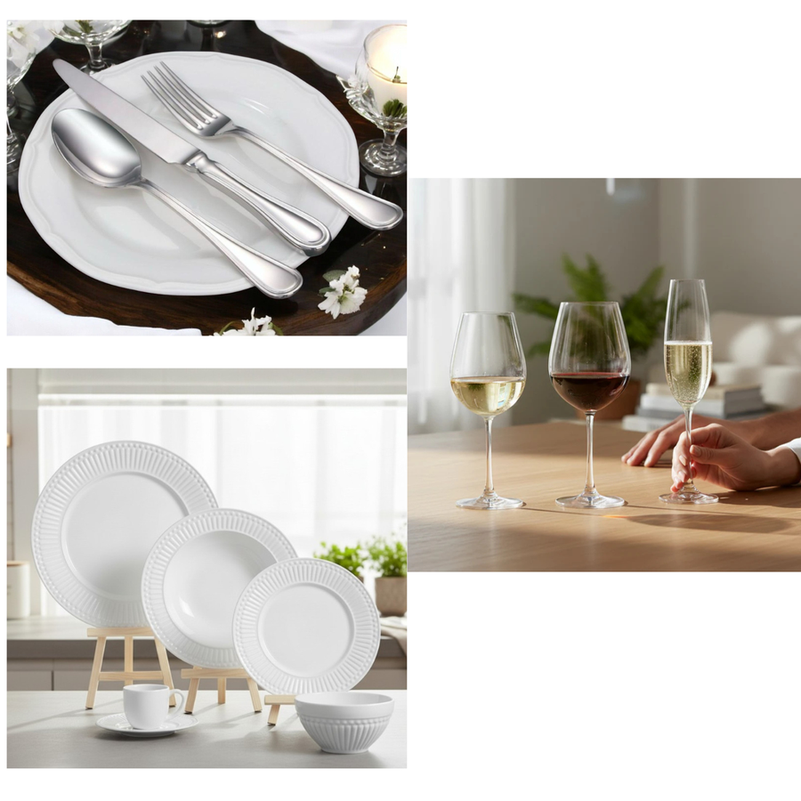 PACK MESA PUESTA ROMA OXFORD COMO, 12 PERSONAS, 204 PZ