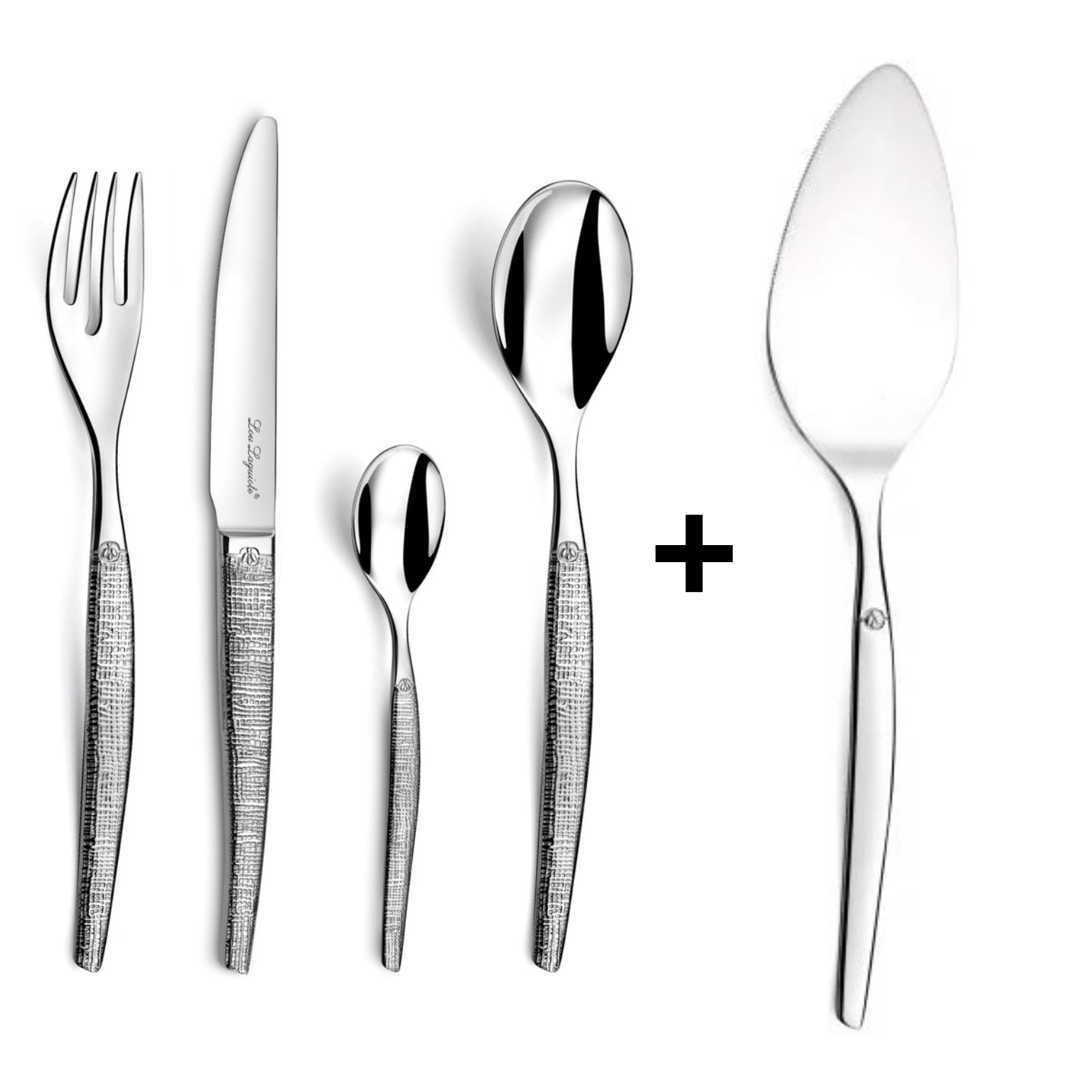 Pack JUEGO CUCHILLERIA JET TEXTIL Y PALETA TORTA, LOU LAGUIOLE