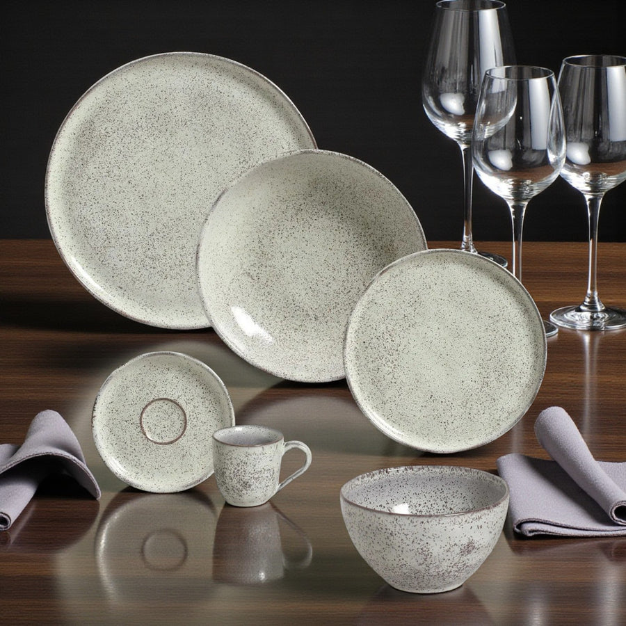 🚢JUEGO DE VAJILLA GRES PISTACHE PORTO BRASIL, 6 PERSONAS, 36 PZ