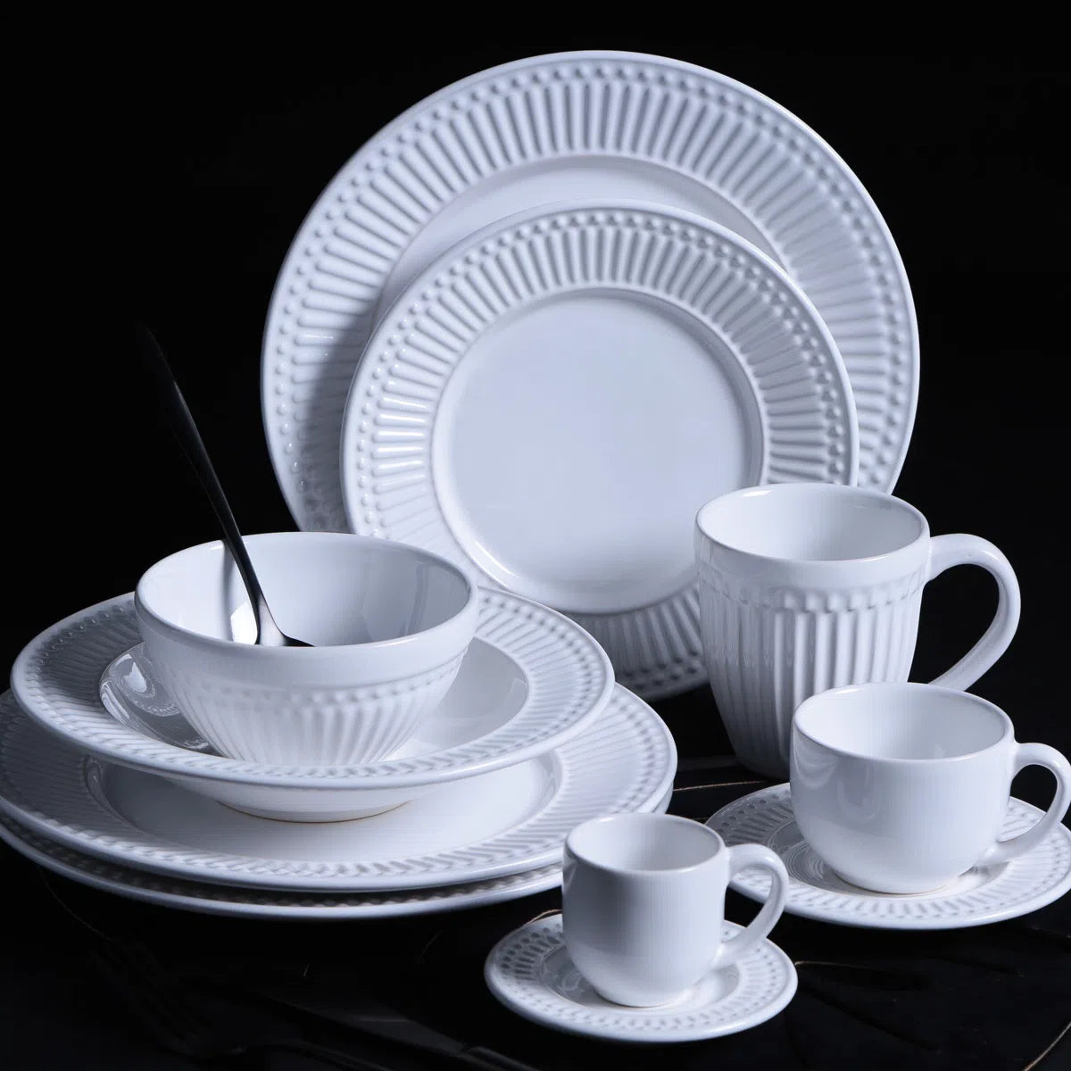 🚢JUEGO DE VAJILLA GRES BLANCO ROMA PORTO BRASIL, 6 PERSONAS, 36 PZ