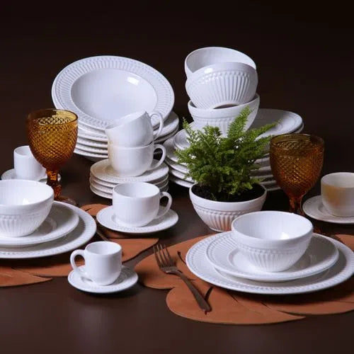 🚢JUEGO DE VAJILLA GRES BLANCO ROMA PORTO BRASIL, 6 PERSONAS, 36 PZ