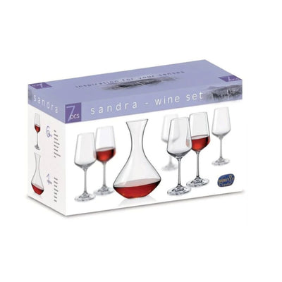 JUEGO DECANTADOR VINO Y 6 COPAS CRISTAL SANDRA BOHEMIA , 7 PZ