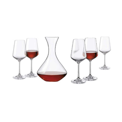 JUEGO DECANTADOR VINO Y 6 COPAS CRISTAL SANDRA BOHEMIA , 7 PZ