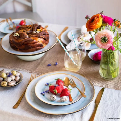 JUEGO DE VAJILLA SHADOW AQUA MEDARD DE NOBLAT, 12 PERSONAS, 62 PZ