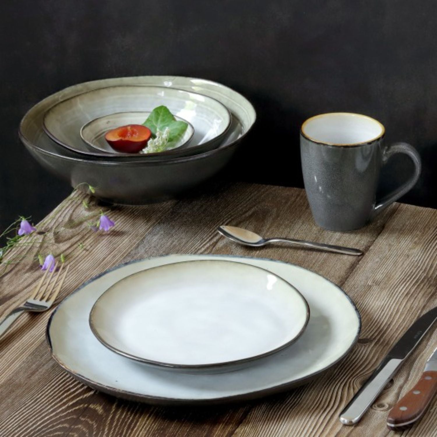 🚢JUEGO DE VAJILLA SHADOW NACRE MEDART DE NOBLAT, 12 PERSONAS, 62 PZ