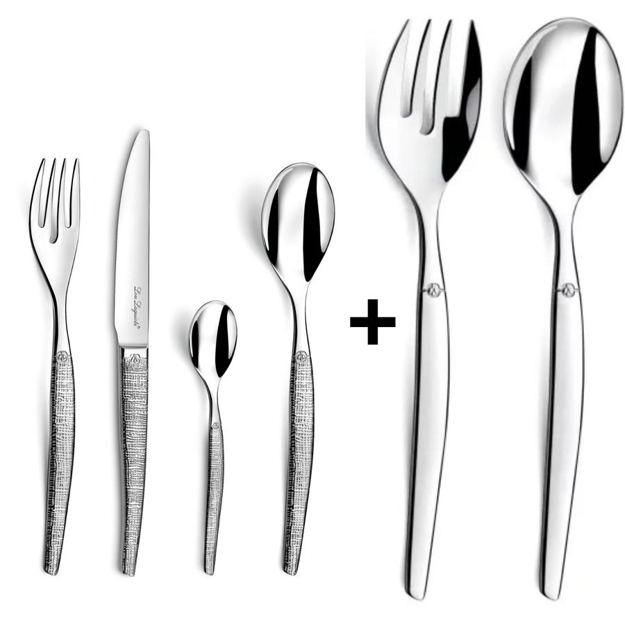 Pack JUEGO CUCHILLERIA JET TEXTIL Y SET ENSALADA, LOU LAGUIOLE, 26 PZ