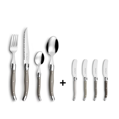 PACK JUEGO DE CUCHILLERIA TAUPE TRADITION LOU LAGUIOLE, 28 PZ