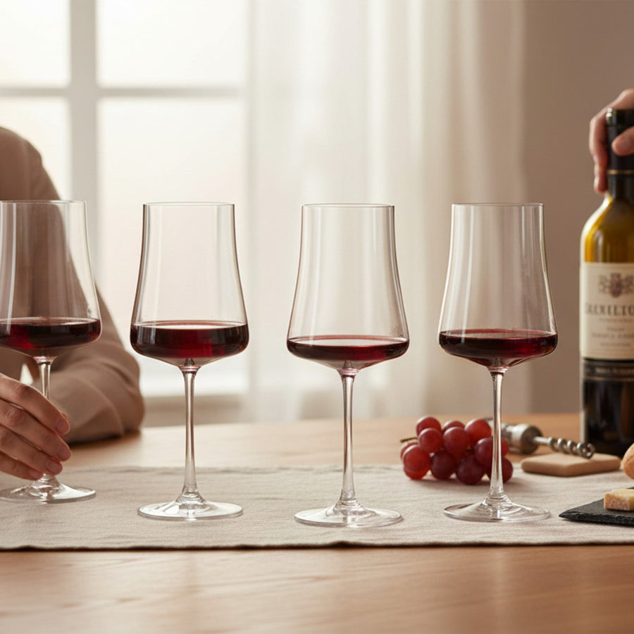 SET 4 COPONES VINO TINTO TRENTO BOHEMIA, 560 ML