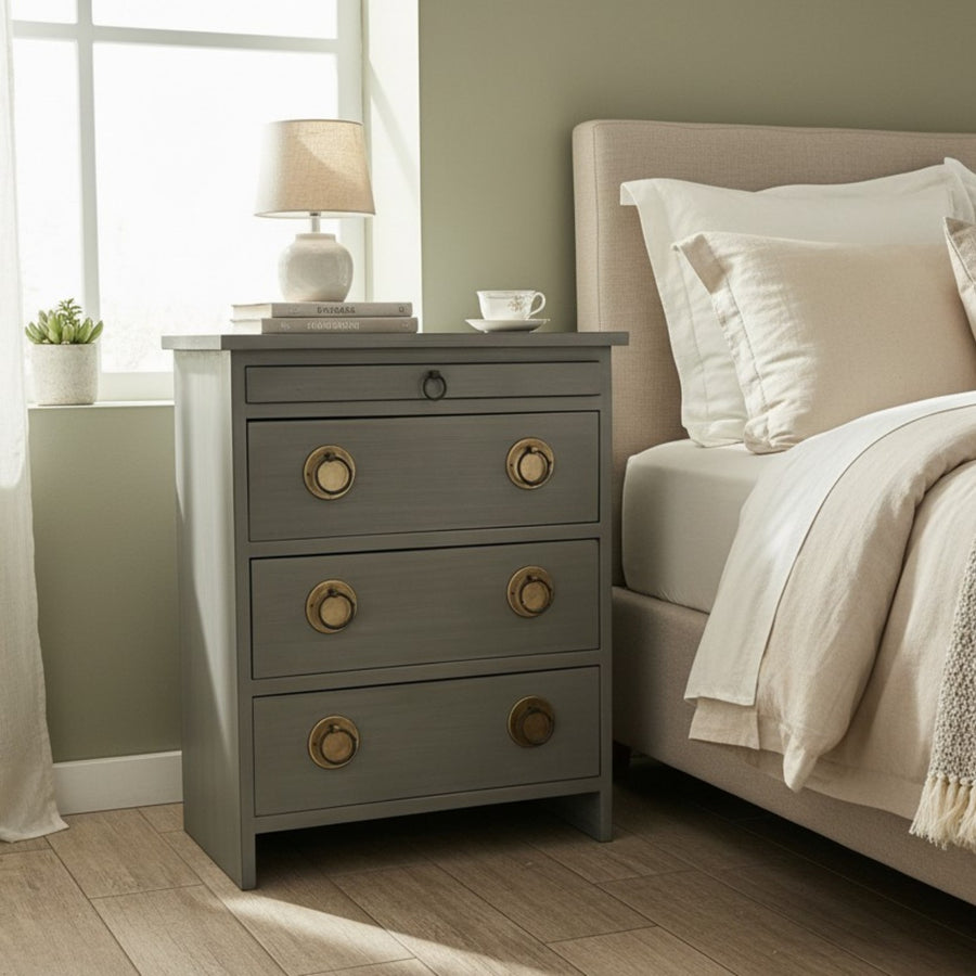 VELADOR GRIS TRES CAJONES Y BANDEJA , 55x40x70 CM