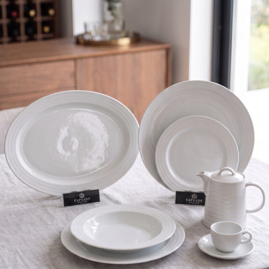 🇪🇸JUEGO DE VAJILLA PORCELANA PRAGA IDURGO, 12 PERSONAS, 63 PZ