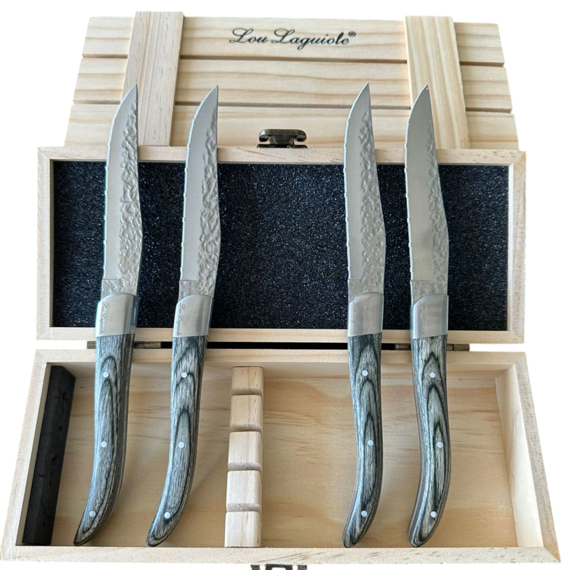 SET 4 CUCHILLOS CARNE VOLCANO LOU LAGUIOLE, CAJA MADERA