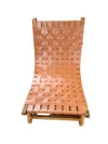 SILLA RELAX CUERO DE MADERA NATURAL, 87x58x30 CM