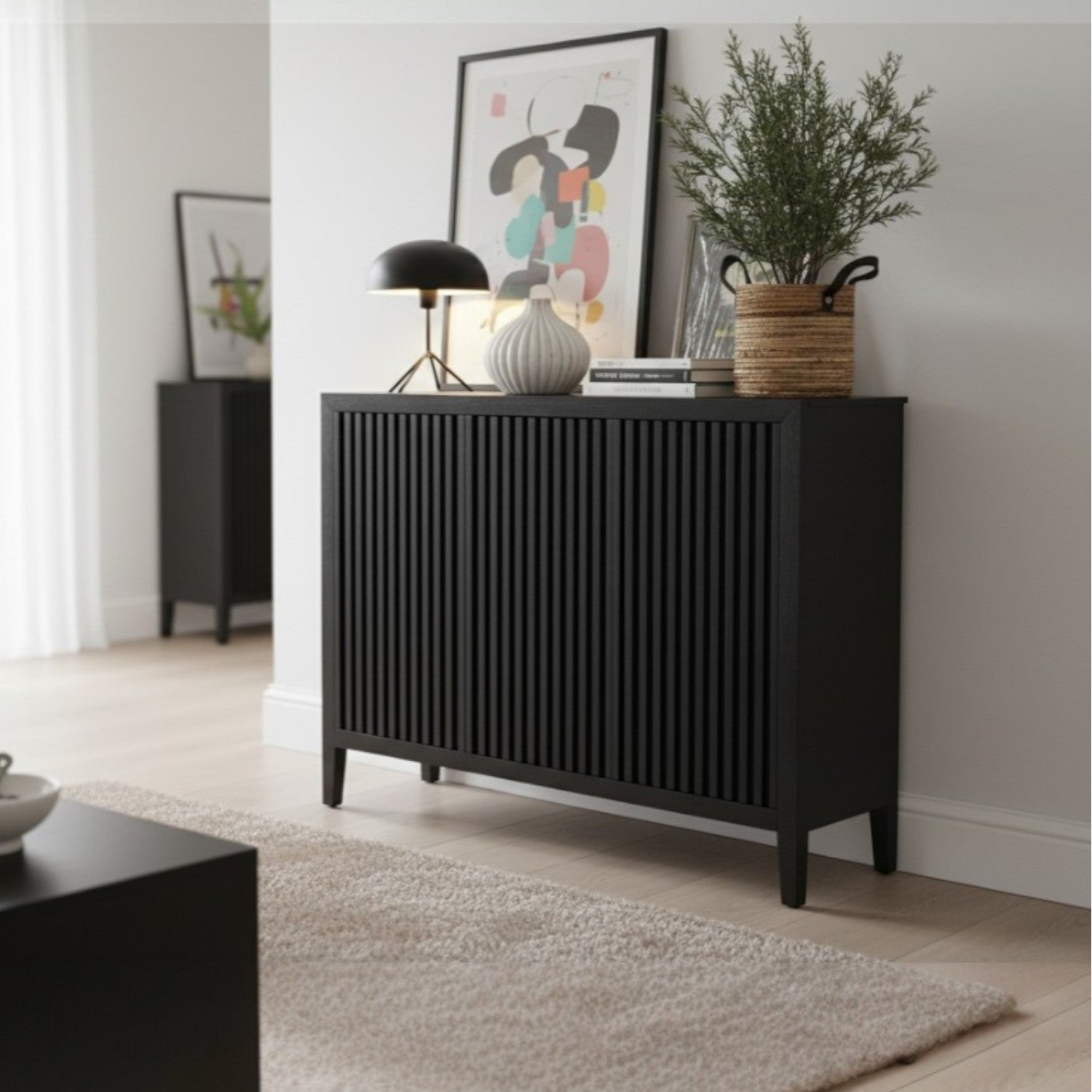 ARRIMO LISTON NEGRO 3 PUERTAS, 130x40x85 CM