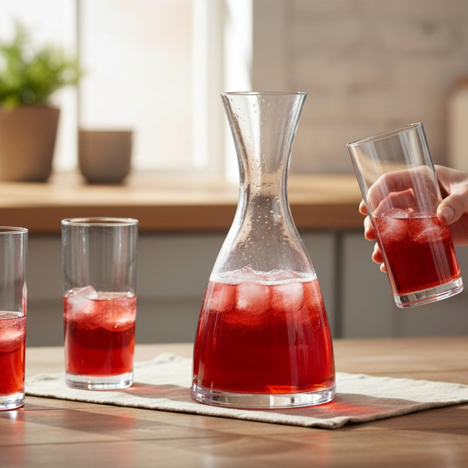 JUEGO 4 VASOS BAJOS Y BOTELLA BOHEMIA, 5 PZ