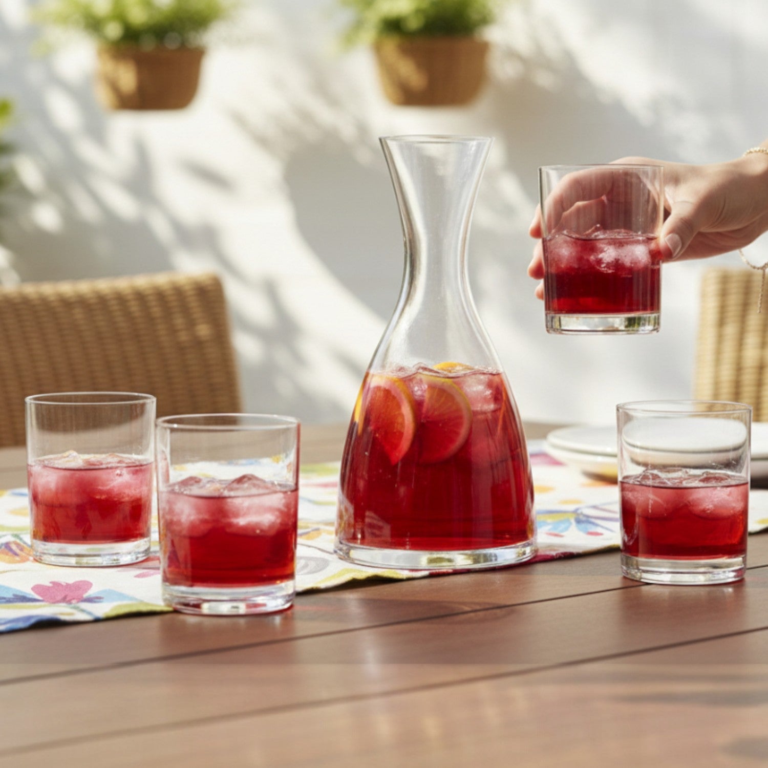 JUEGO 4 VASOS BAJOS Y BOTELLA BOHEMIA, 5 PZ