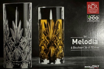 SET 6 VASOS LARGOS MELODIA RCR, 360 ml