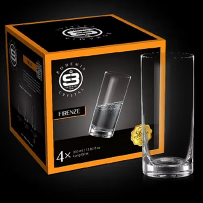 SET 12 VASOS ALTO FIRENZE BOHEMIA, 350 ML