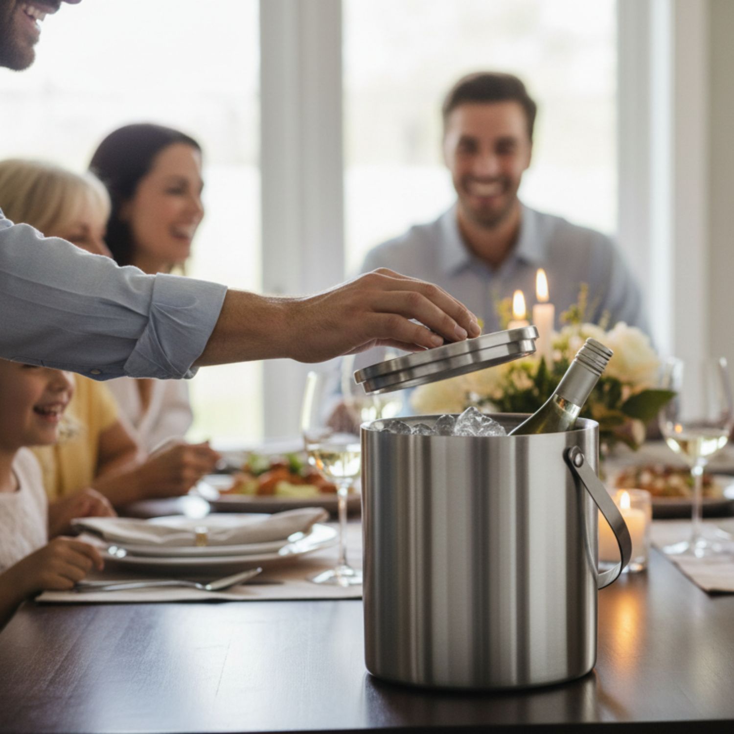 HIELERA ACERO INOX MATE TERMICA CON TAPA Y PINZAS, 3000 ML